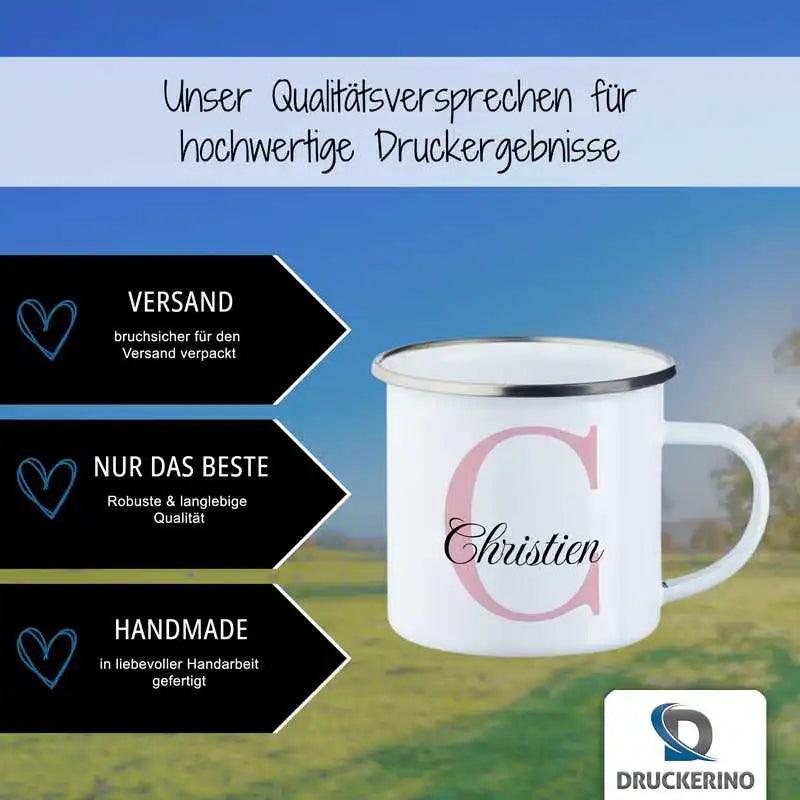 Emaille Tasse mit Namen | Motiv 3 | Christien - Druckerino