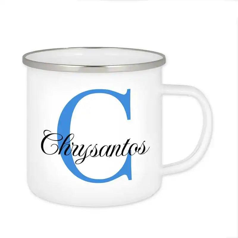 Emaille Tasse mit Namen | Motiv 3 | Chrysantos - Druckerino
