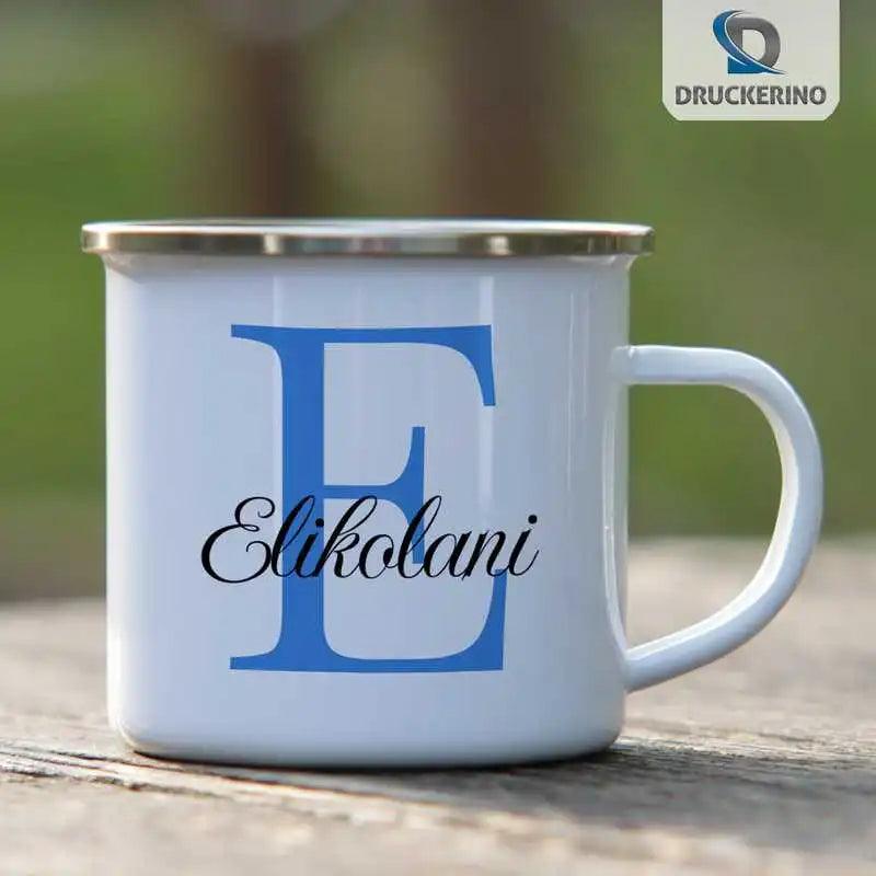 Emaille Tasse mit Namen | Motiv 3 | Elikolani - Druckerino