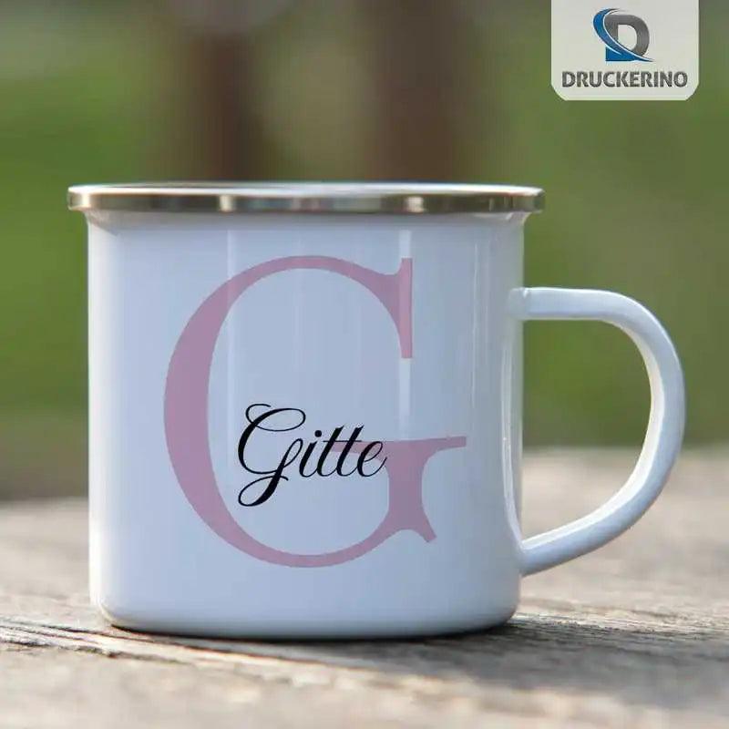 Emaille Tasse mit Namen | Motiv 3 | Gitte - Druckerino