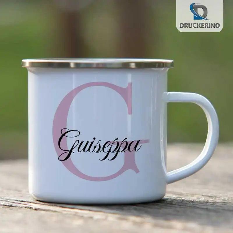 Emaille Tasse mit Namen | Motiv 3 | Guiseppa - Druckerino