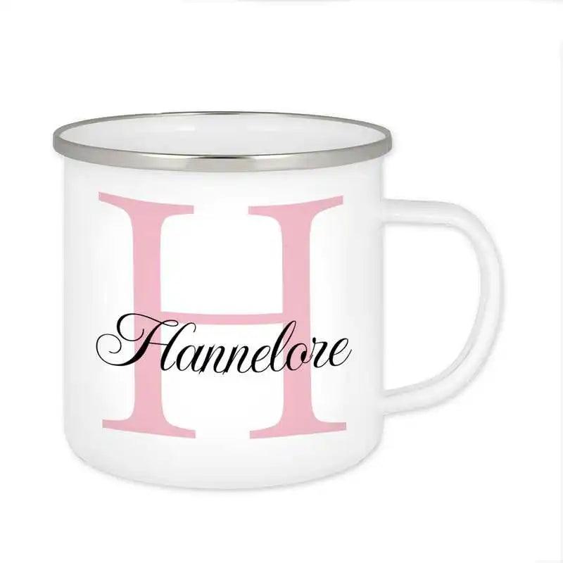 Emaille Tasse mit Namen | Motiv 3 | Hannelore - Druckerino