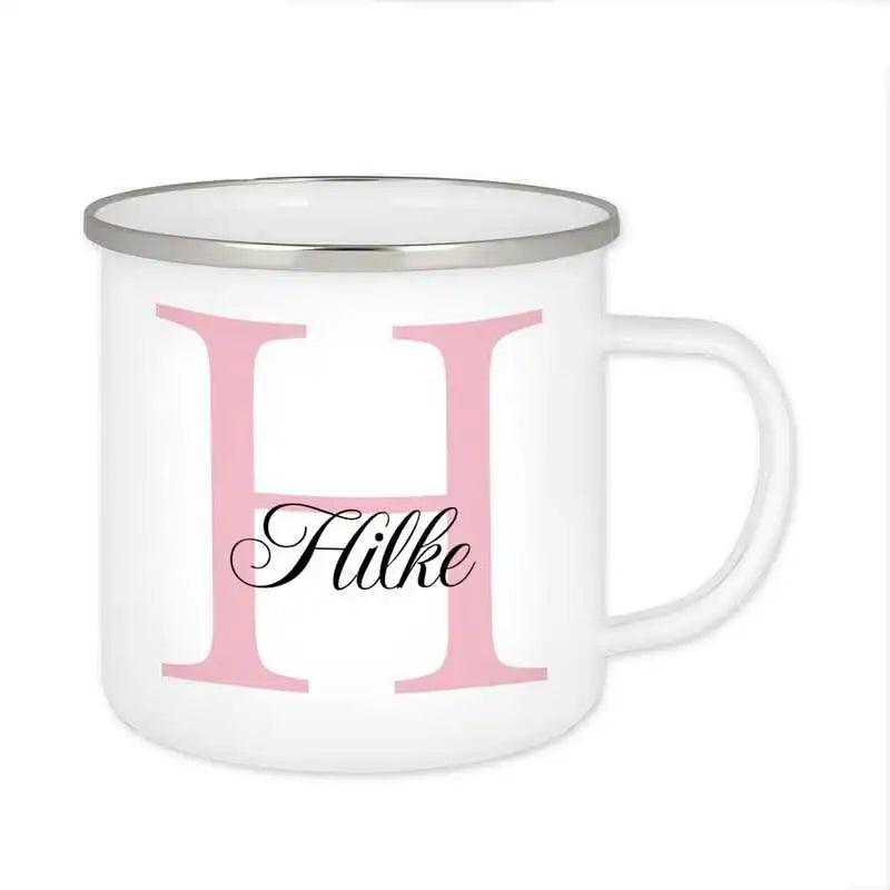 Emaille Tasse mit Namen | Motiv 3 | Hilke - Druckerino