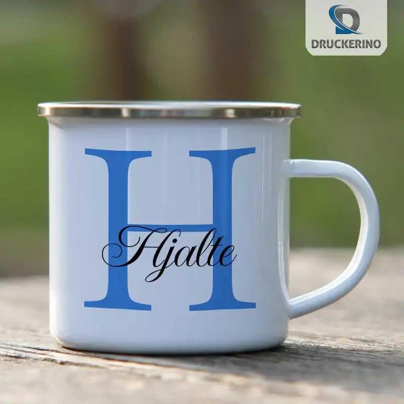 Emaille Tasse mit Namen | Motiv 3 | Hjalte - Druckerino