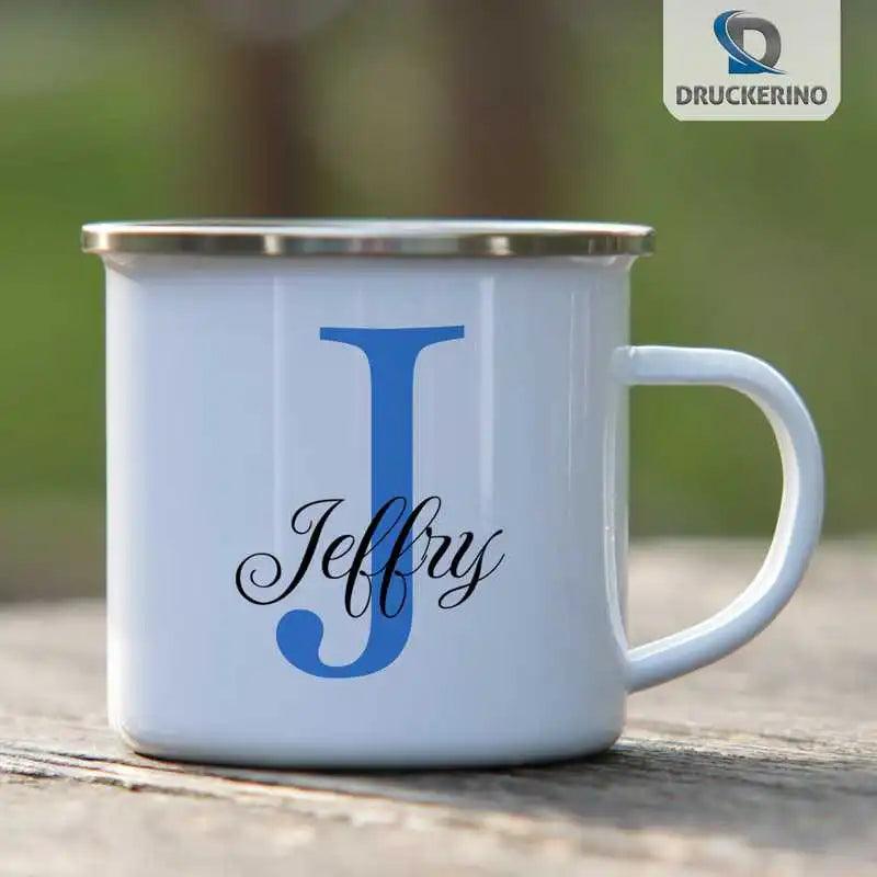 Emaille Tasse mit Namen | Motiv 3 | Jeffry - Druckerino
