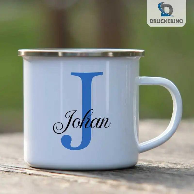 Emaille Tasse mit Namen | Motiv 3 | Johan - Druckerino