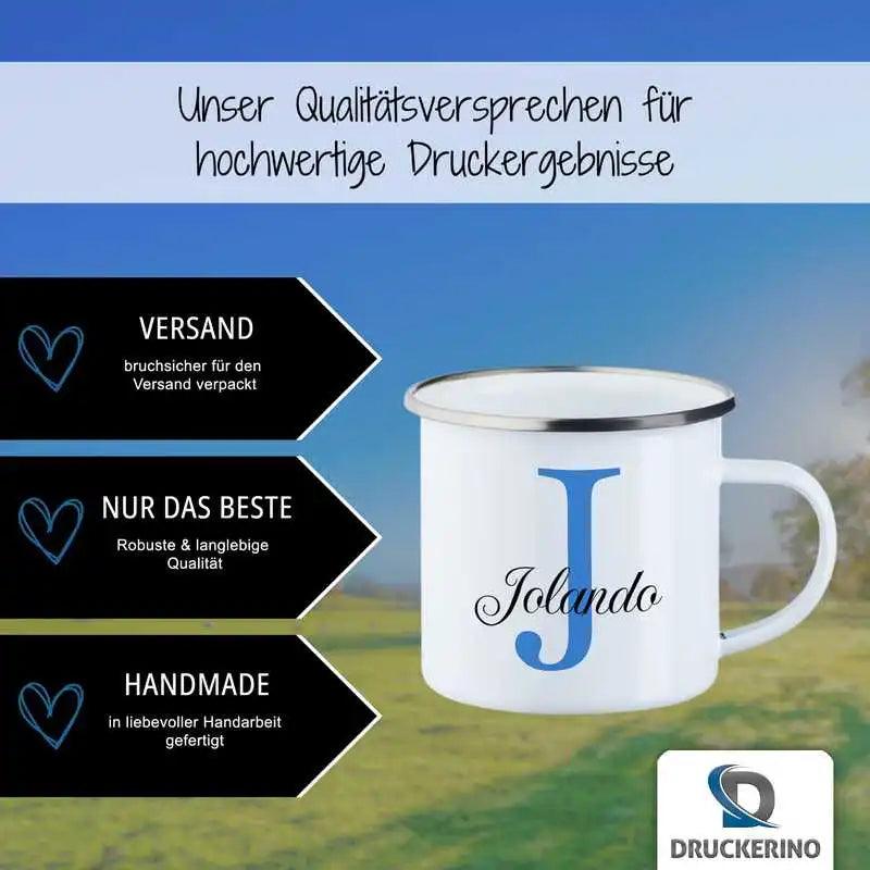 Emaille Tasse mit Namen | Motiv 3 | Jolando - Druckerino