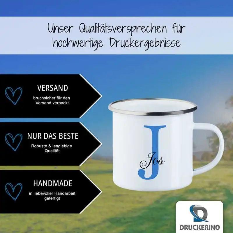 Emaille Tasse mit Namen | Motiv 3 | Jos - Druckerino