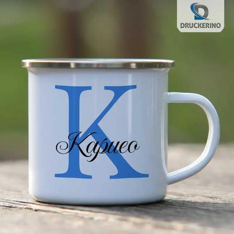 Emaille Tasse mit Namen | Motiv 3 | Kapueo - Druckerino