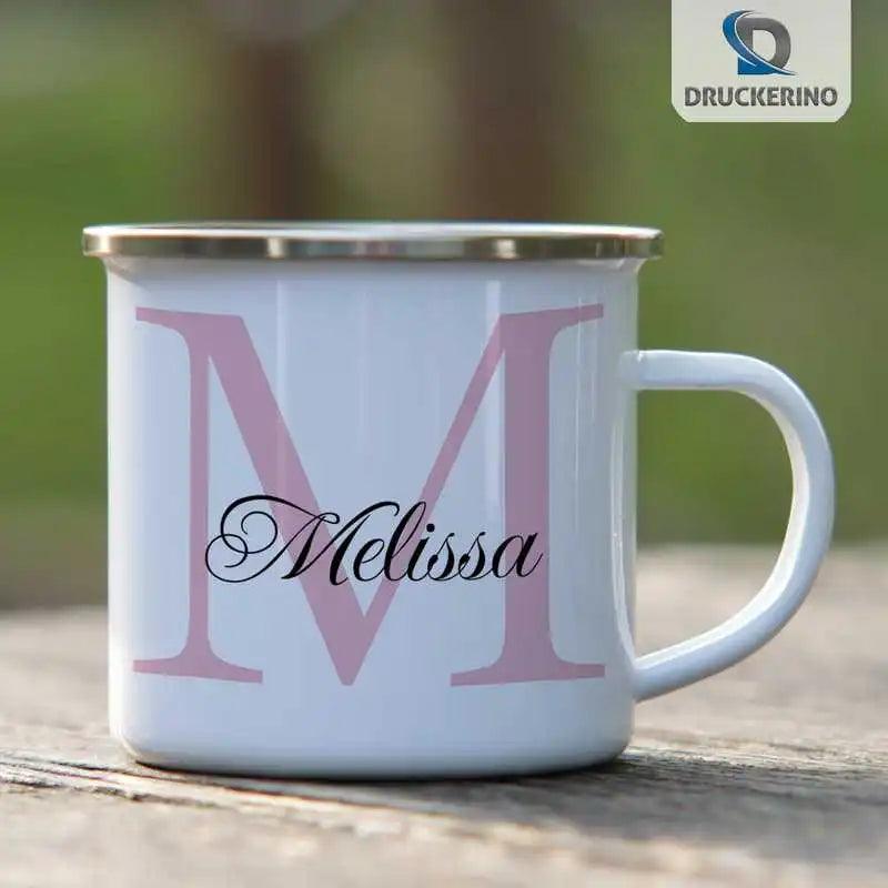 Emaille Tasse mit Namen | Motiv 3 | Melissa - Druckerino