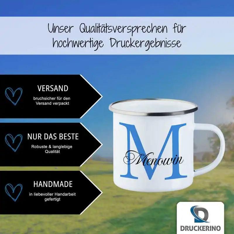 Emaille Tasse mit Namen | Motiv 3 | Menowin - Druckerino