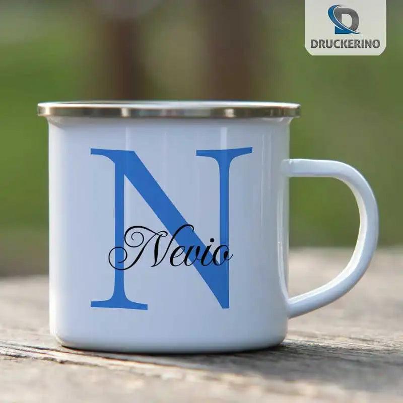 Emaille Tasse mit Namen | Motiv 3 | Nevio - Druckerino
