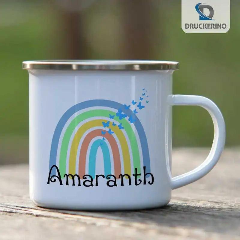 Emaille Tasse mit Namen | Motiv 4 | Amaranth - Druckerino