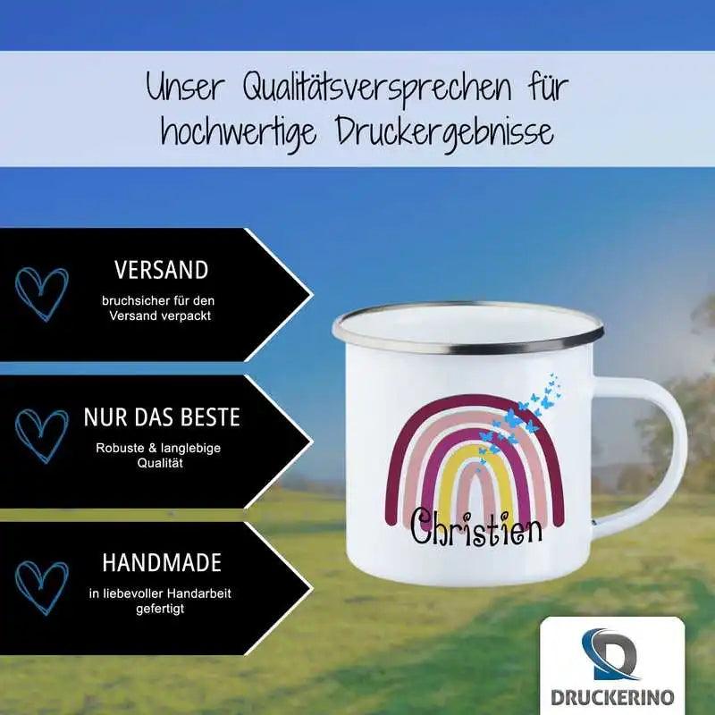 Emaille Tasse mit Namen | Motiv 4 | Christien - Druckerino