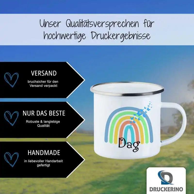 Emaille Tasse mit Namen | Motiv 4 | Dag - Druckerino
