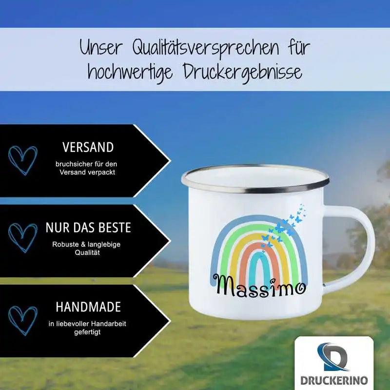 Emaille Tasse mit Namen | Motiv 4 | Massimo - Druckerino