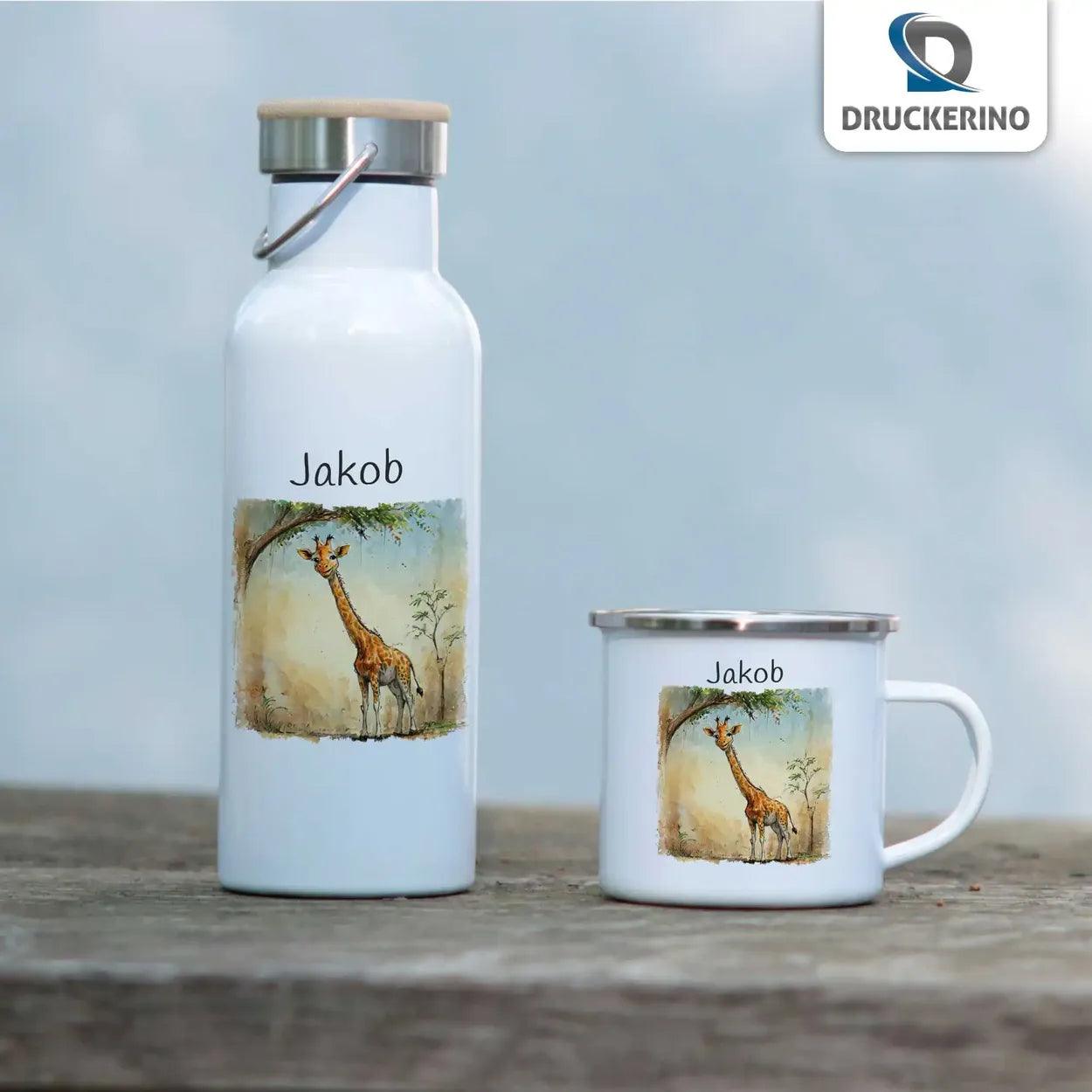 Emaille Tasse Neugierige Giraffe - Druckerino