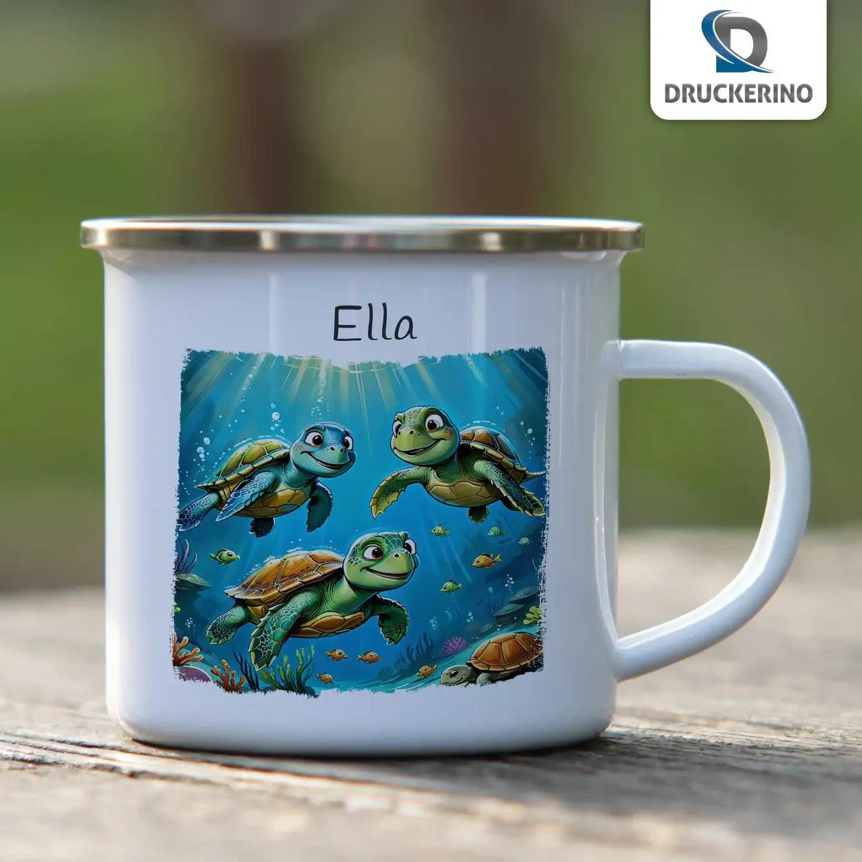 Emaille Tasse Neugierige Meeresentdecker - Druckerino