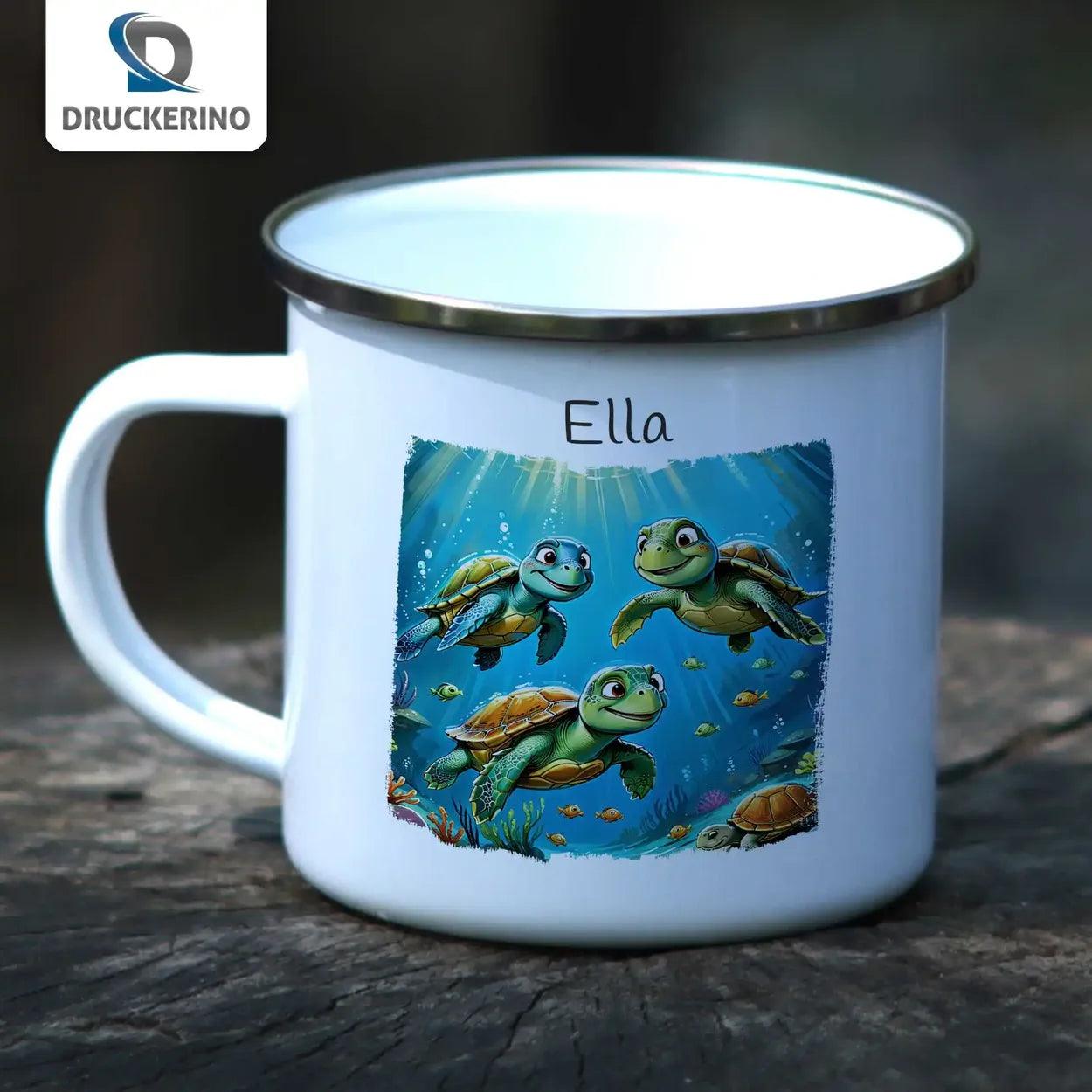 Emaille Tasse Neugierige Meeresentdecker - Druckerino