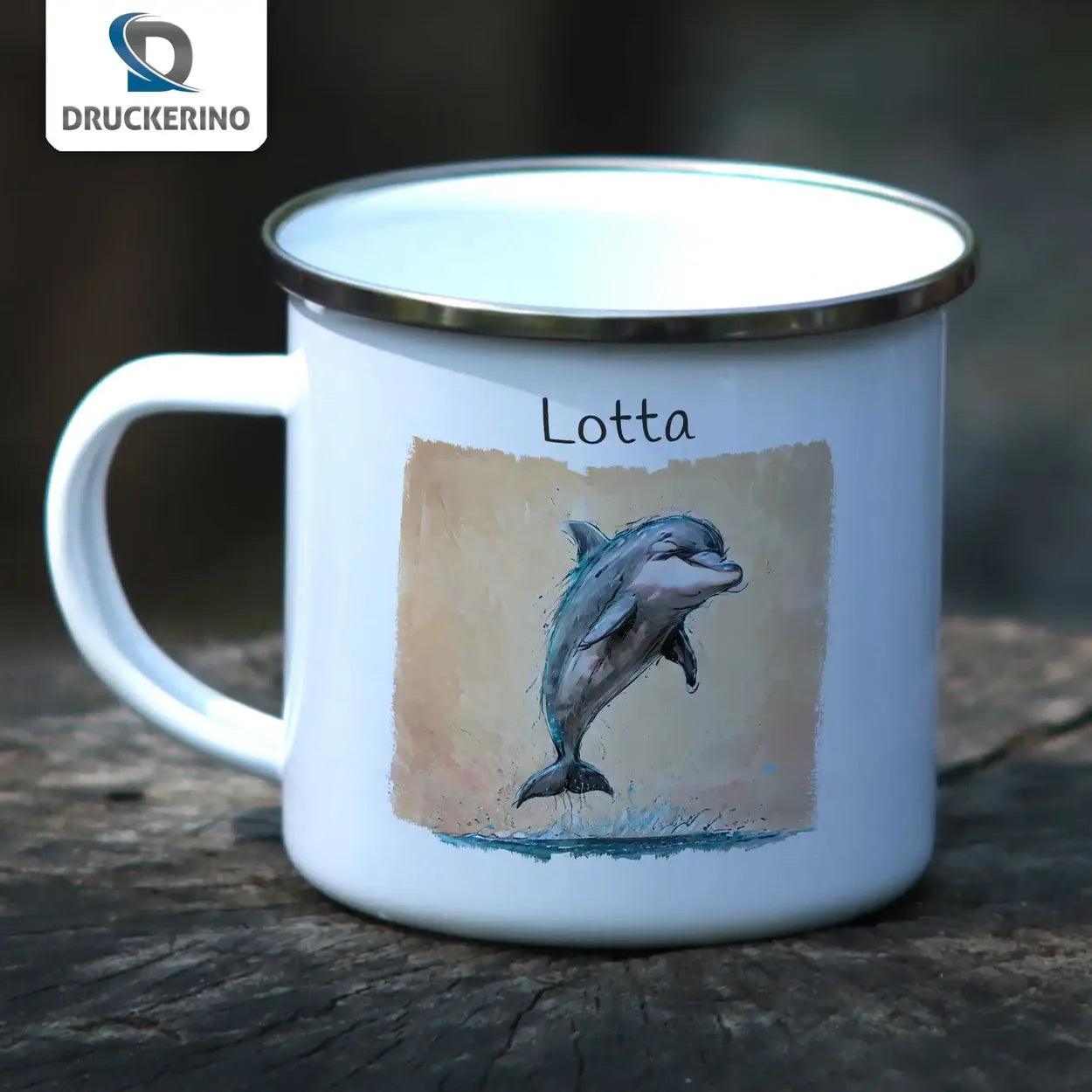 Emaille Tasse Ozeanfreund Delfin - Druckerino