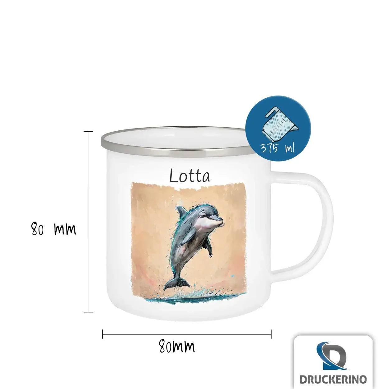 Emaille Tasse Ozeanfreund Delfin - Druckerino