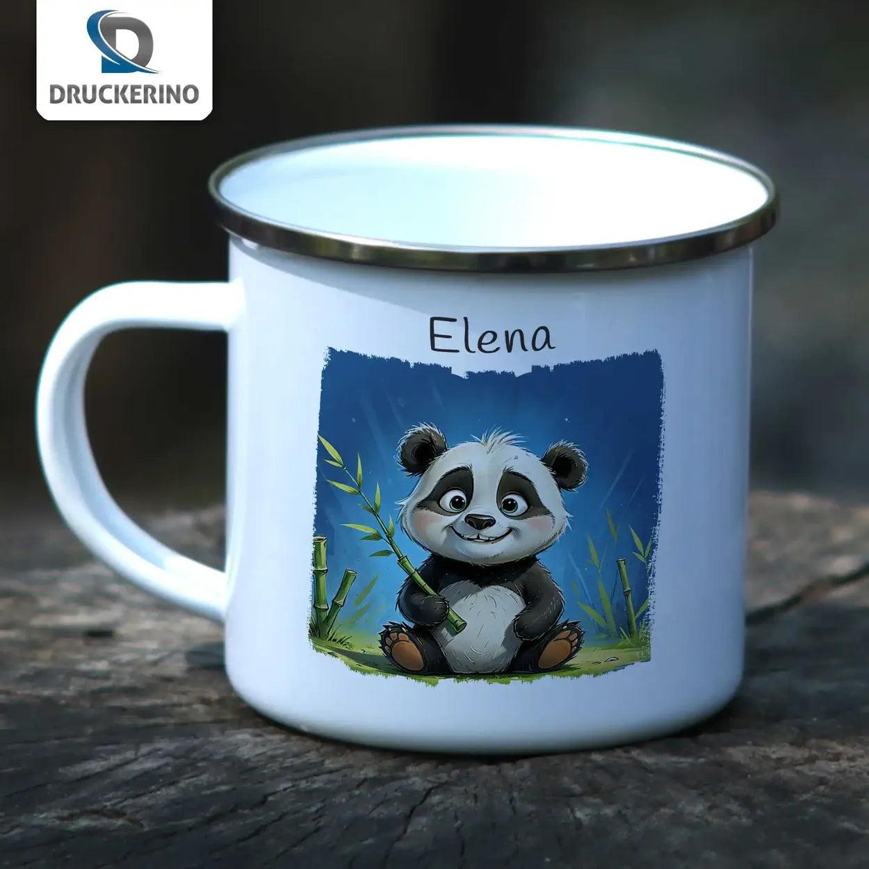Emaille Tasse Pandabär Abenteuer - Druckerino