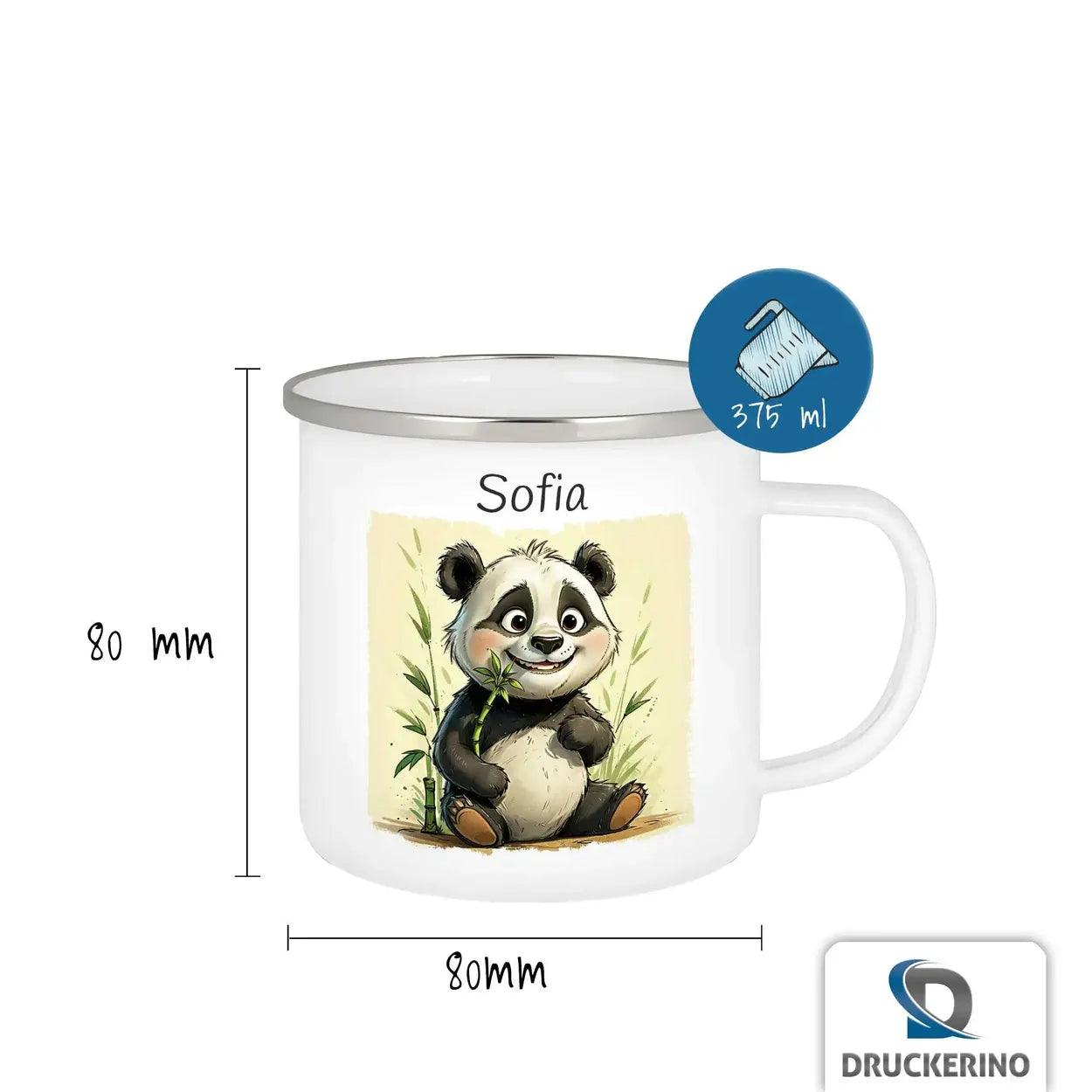 Emaille Tasse Pandabär-Zauberwald - Druckerino