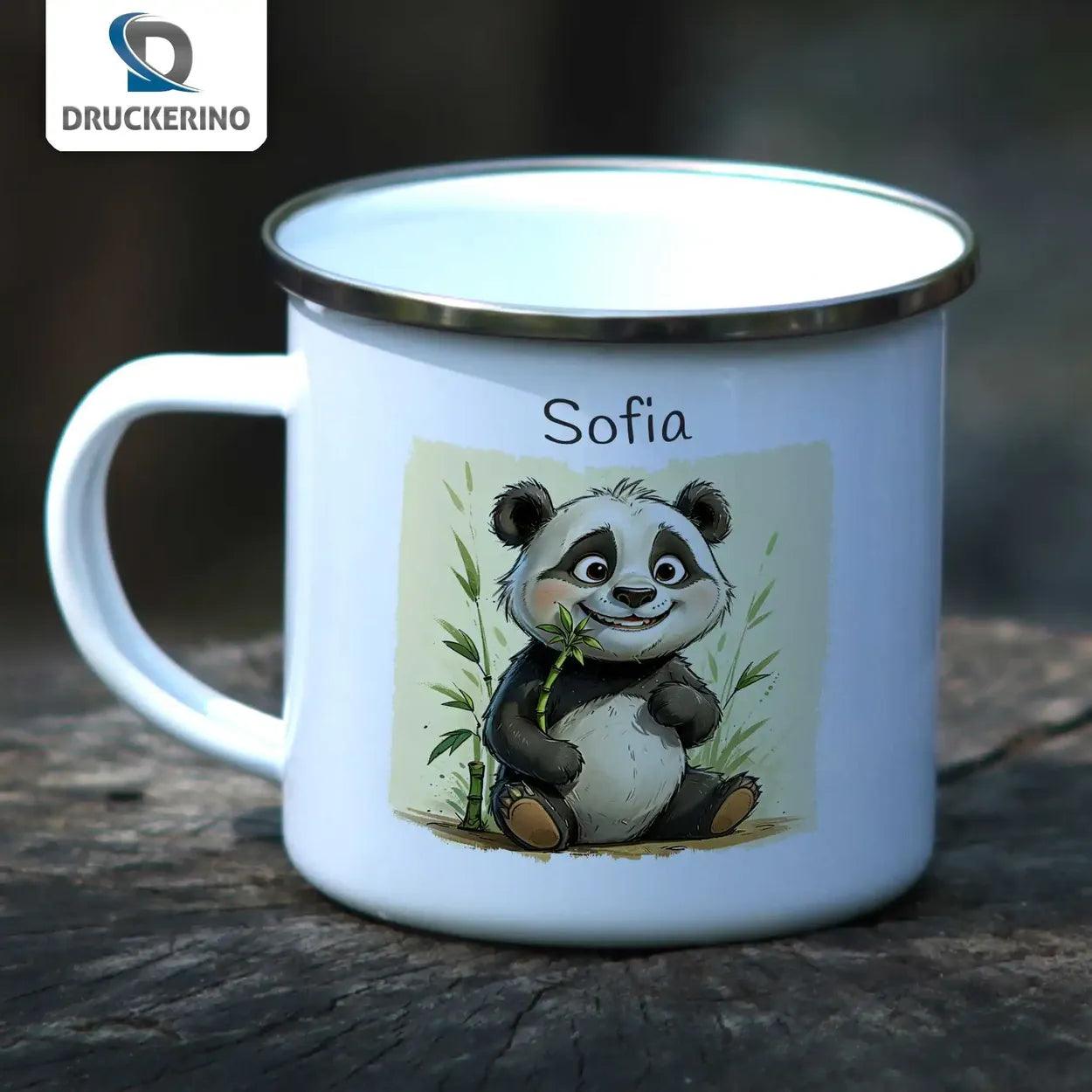 Emaille Tasse Pandabär-Zauberwald - Druckerino