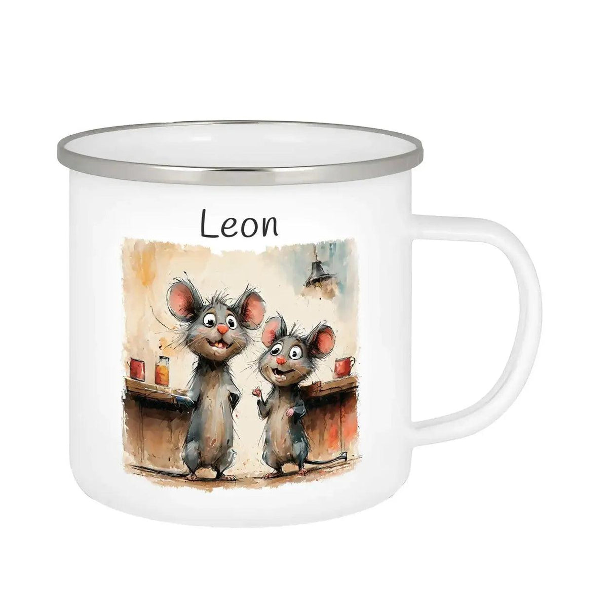 Emaille Tasse Pfiffige Mäuse - Druckerino