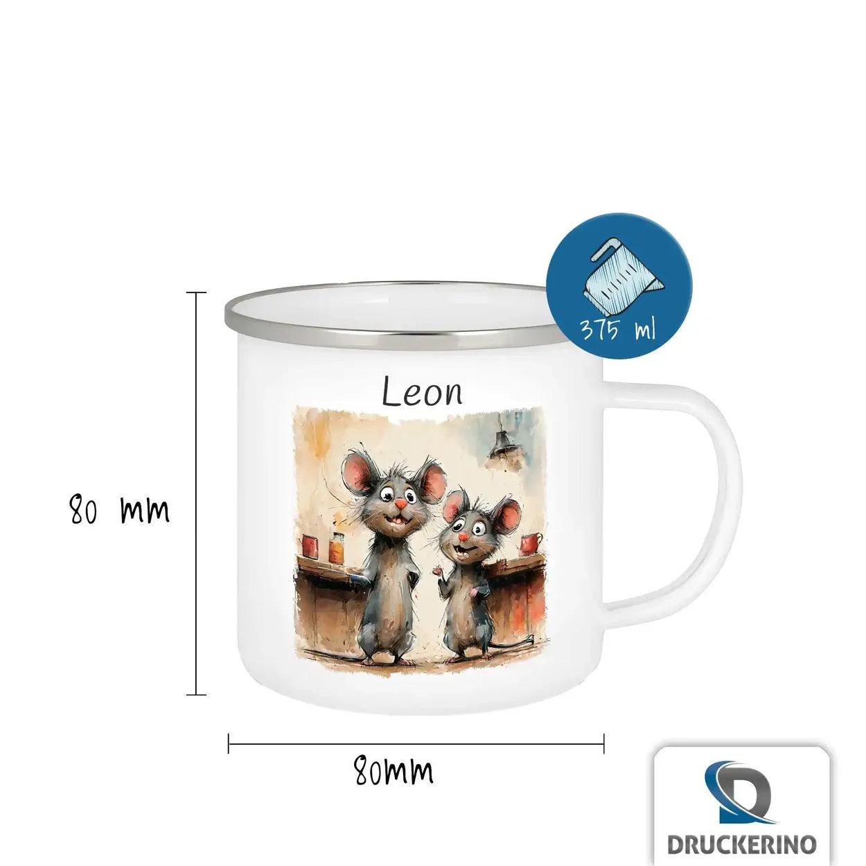 Emaille Tasse Pfiffige Mäuse - Druckerino