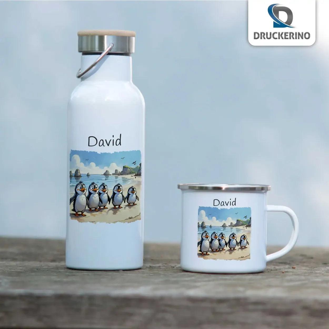 Emaille Tasse Pinguin Abenteuer - Druckerino