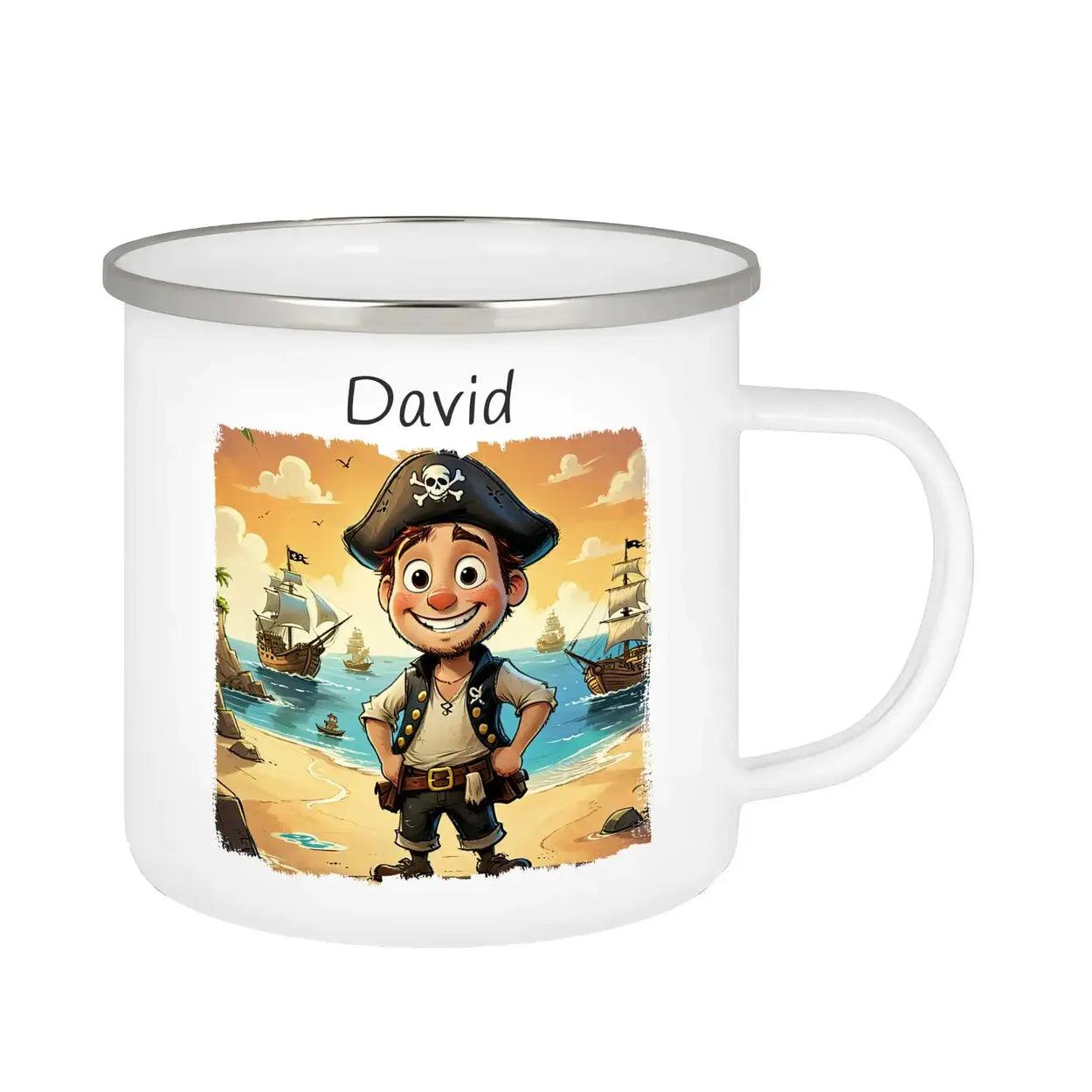 Emaille Tasse Piratenabenteuer - Druckerino