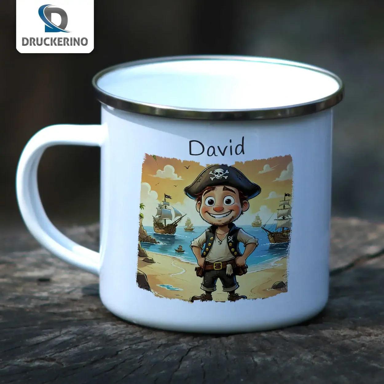 Emaille Tasse Piratenabenteuer - Druckerino