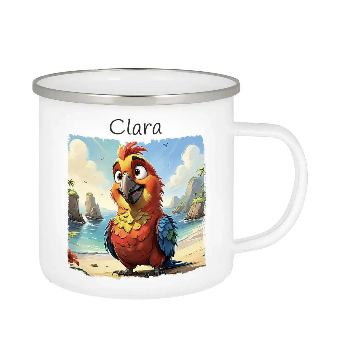 Emaille Tasse Piratenpapagei - Druckerino