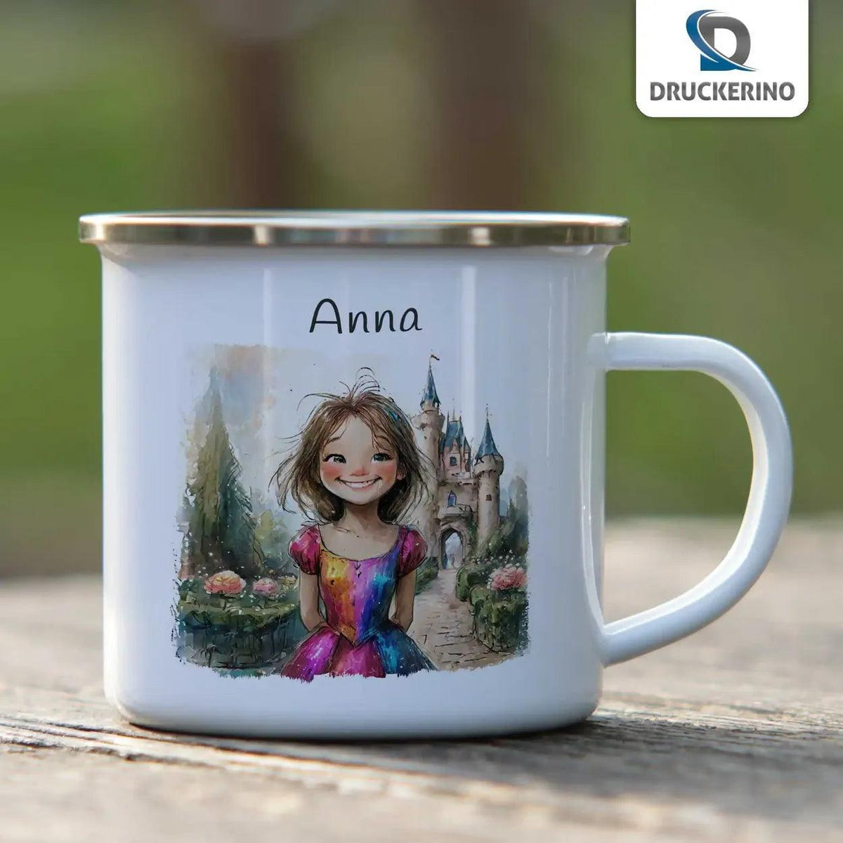 Emaille Tasse Regenbogen Prinzessin - Druckerino