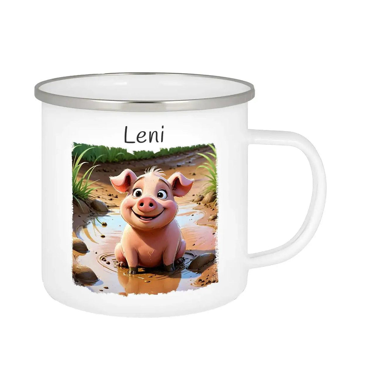 Emaille Tasse Schlammspaß Schweine - Druckerino