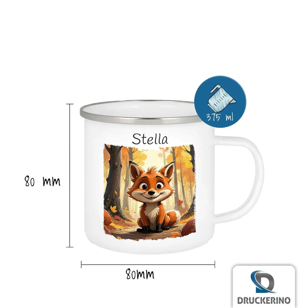 Emaille Tasse Schlauer Waldfuchs - Druckerino