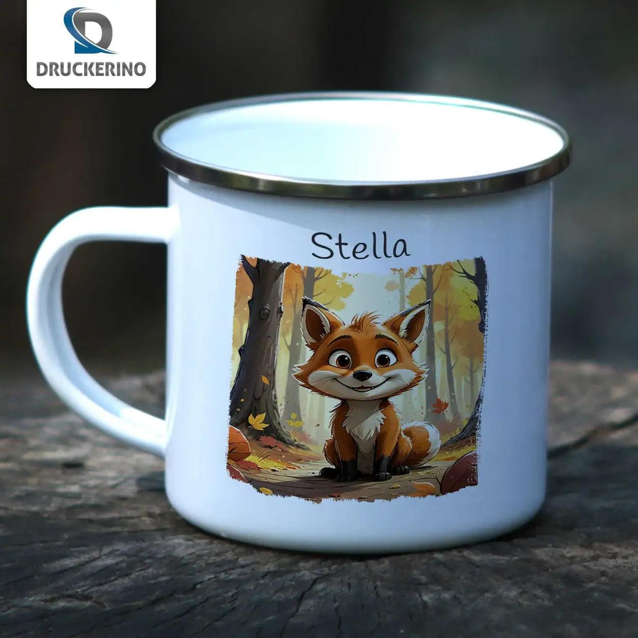 Emaille Tasse Schlauer Waldfuchs - Druckerino