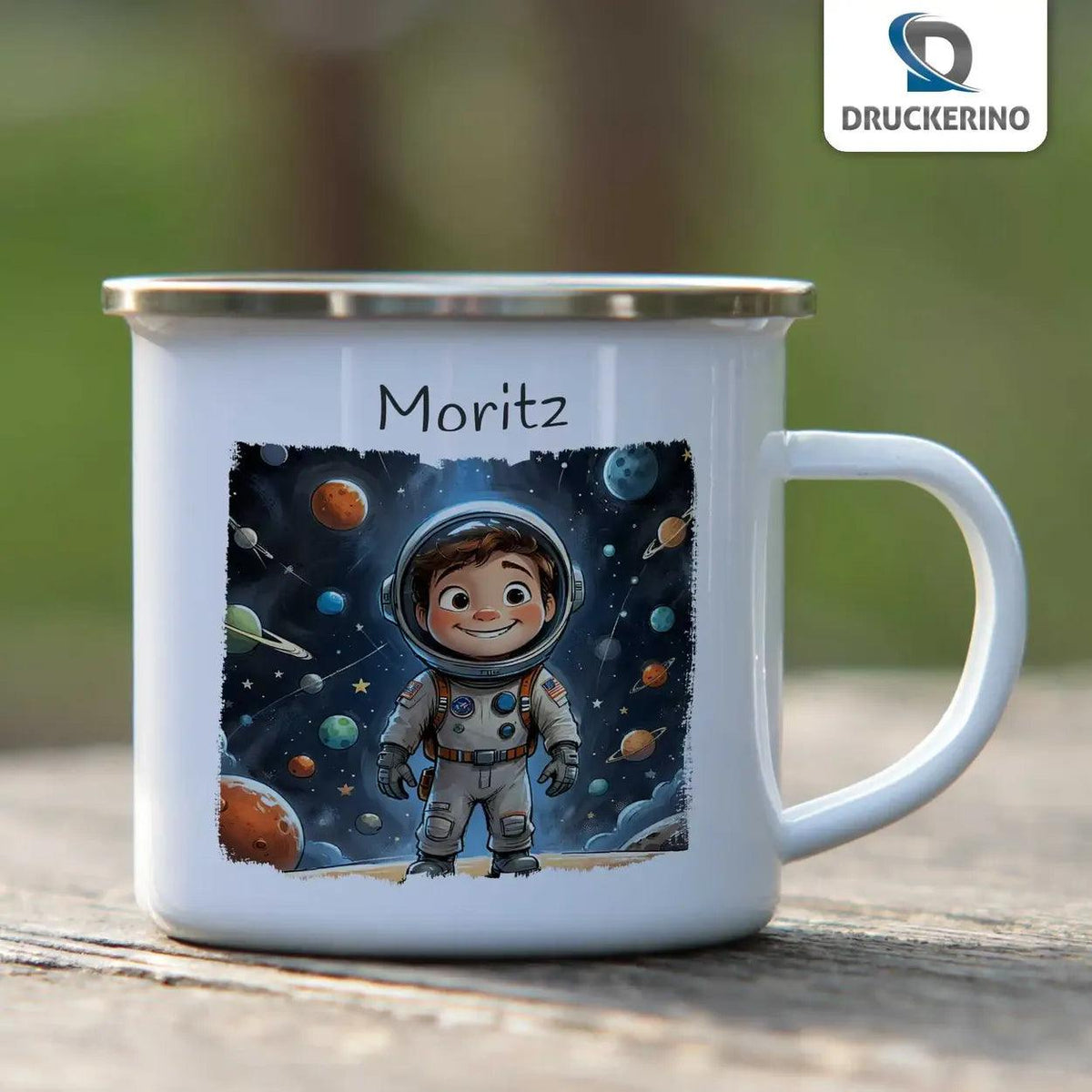 Emaille Tasse Sternenabenteurer - Druckerino