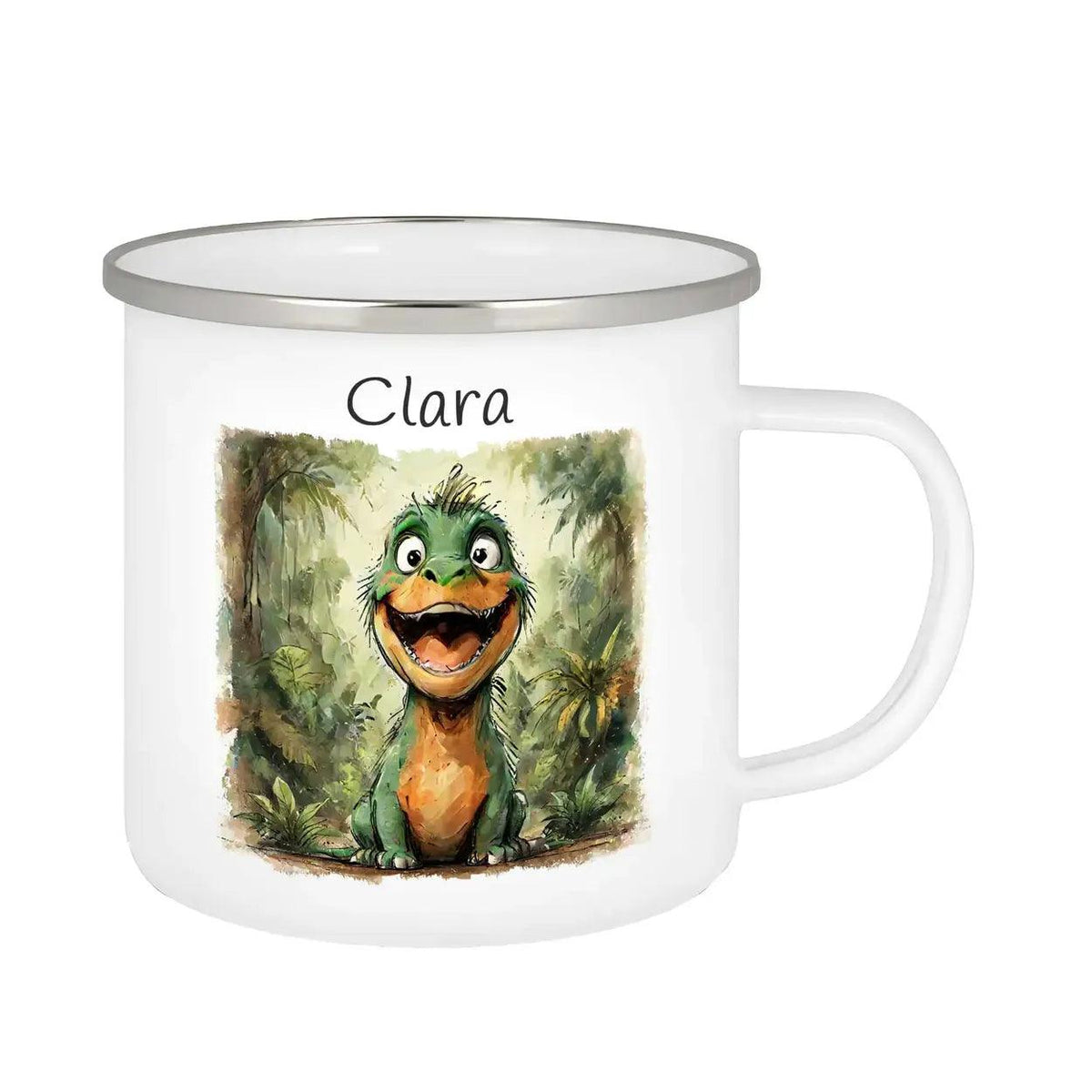 Emaille Tasse T-Rex Abenteuer - Druckerino