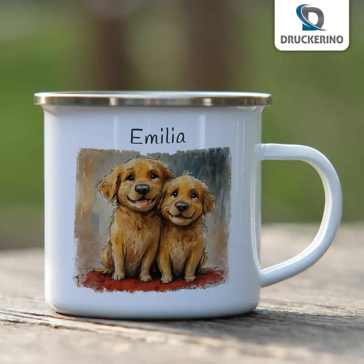 Emaille Tasse Treue Hundekumpel - Druckerino