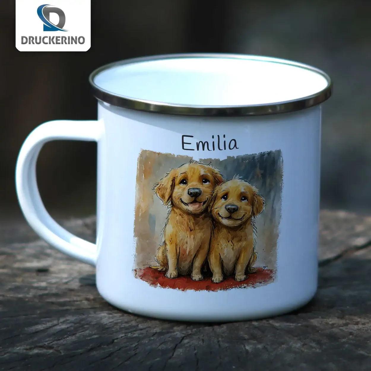 Emaille Tasse Treue Hundekumpel - Druckerino