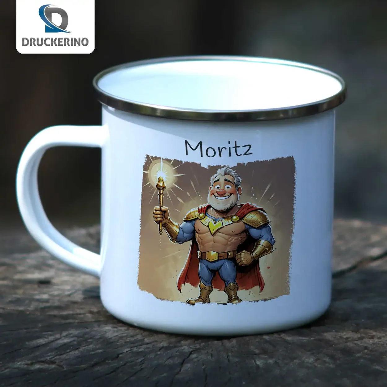 Emaille Tasse Unerschrockener Abenteurer - Druckerino