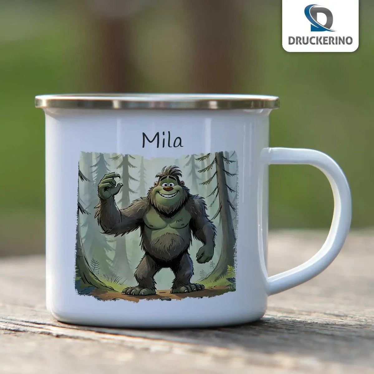 Emaille Tasse Waldmonster - Druckerino