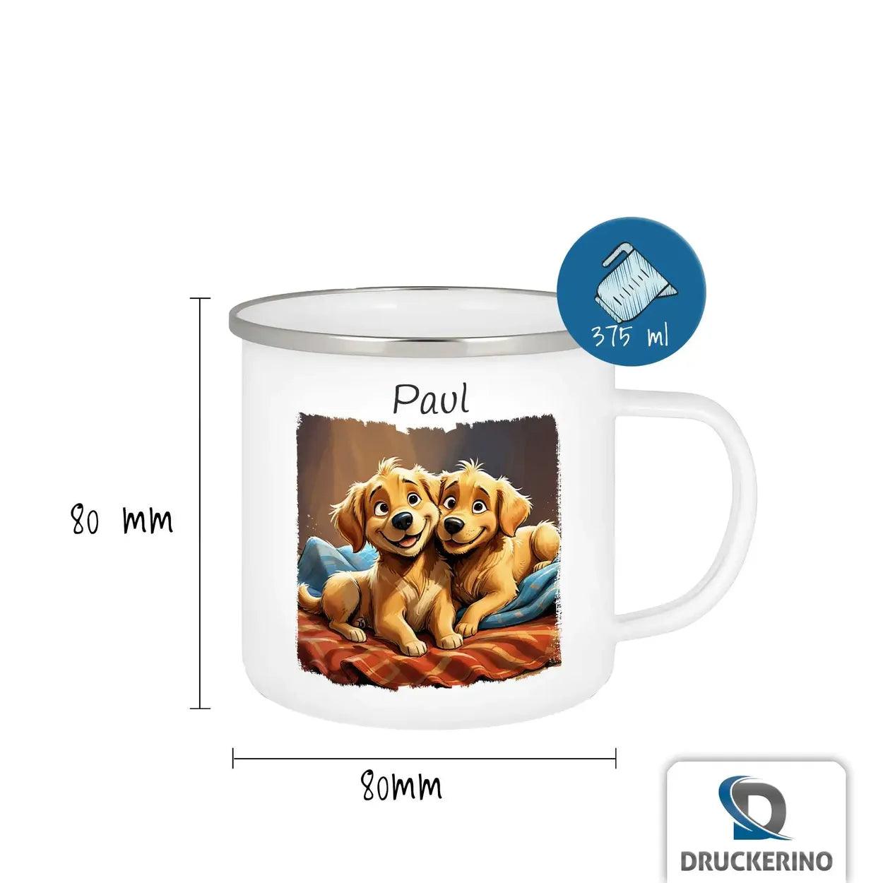 Emaille Tasse Welpenglück - Druckerino