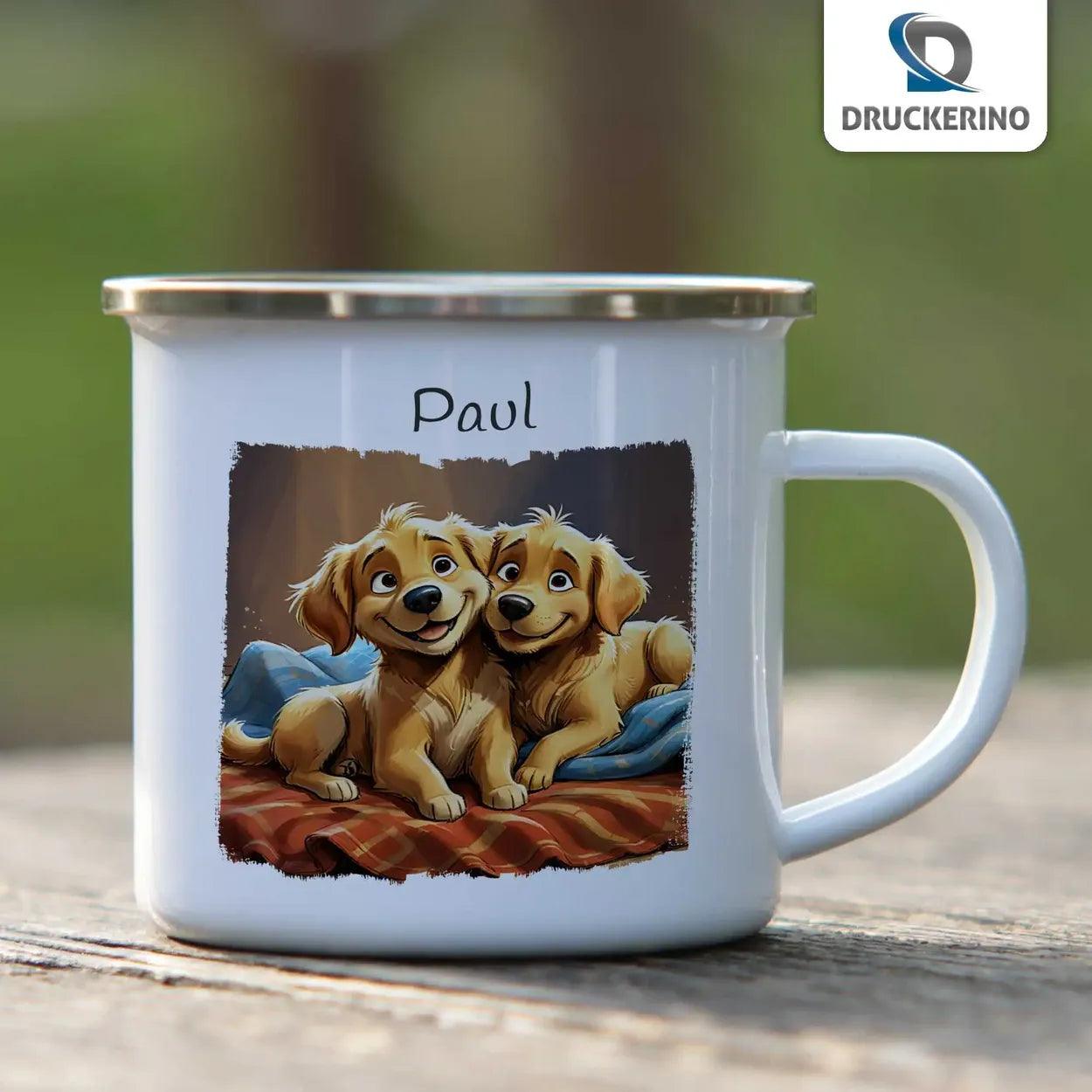 Emaille Tasse Welpenglück - Druckerino
