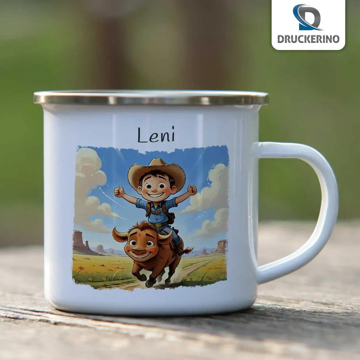 Emaille Tasse Wilder Westen - Druckerino