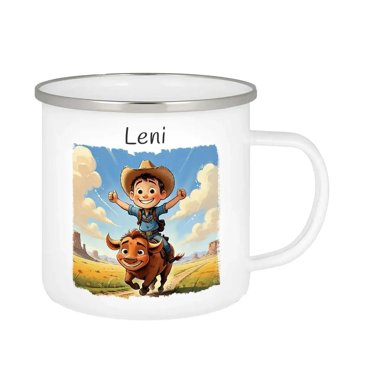 Emaille Tasse Wilder Westen - Druckerino