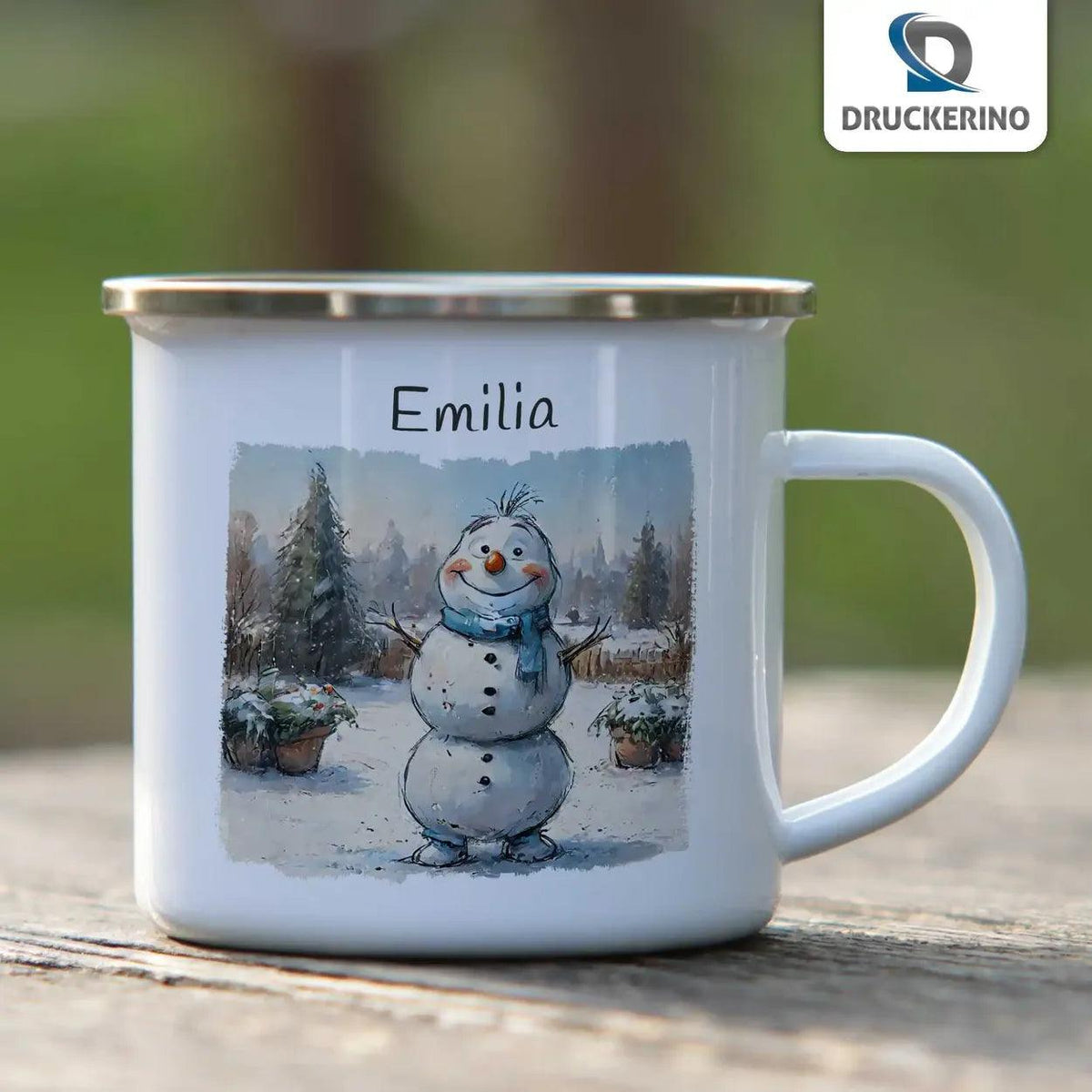 Emaille Tasse Winterzauber - Druckerino