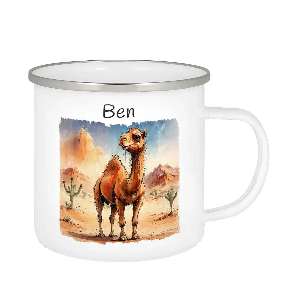 Emaille Tasse Wüstenabenteuer - Druckerino